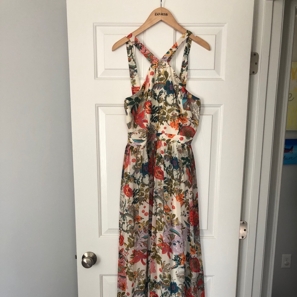 Lulus halter floral maxi dress